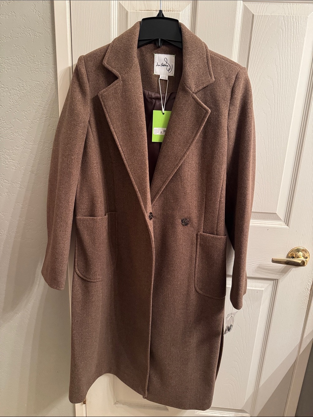 Sam Edelman Brown Long Wool-Blend Trench Coat